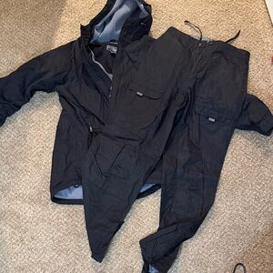 Men's Black Hooded Snowsuit - Jacket and Pants